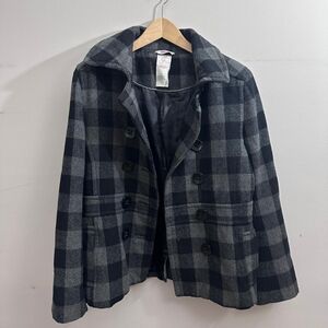 Plaid Women's Jacket - Black and Gray